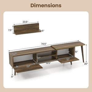 Mid-century Modern TV Stand for TVs up to 85 Inch with Open Compartments-Walnut view 5