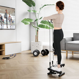 Mini Stepper with Resistance Bands and Adjustable Height for Exercise at Home-Black view 2