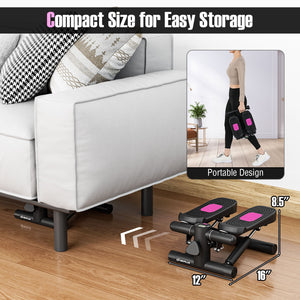 Mini Stepper with Resistance Bands and Adjustable Height for Exercise at Home-Black view 5