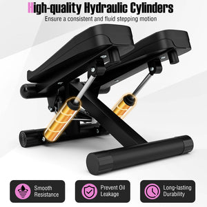 Mini Stepper with Resistance Bands and Adjustable Height for Exercise at Home-Black view 6