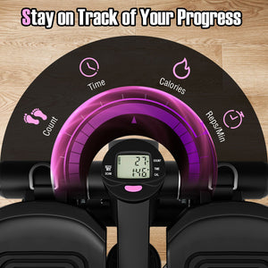 Mini Stepper with Resistance Bands and Adjustable Height for Exercise at Home-Black view 9