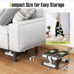 Mini Stepper with Resistance Bands and Adjustable Height for Exercise at Home-White view 4