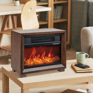 Mini Wooden Space Tabletop Fireplace with Realistic Flame Effect view 3