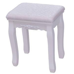 Wooden Vanity Set with 360° Rotating Oval Mirror and Cushioned Stool-White view 8