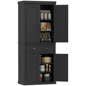 Long Standing Kitchen Cabinet w/ 2 Drawers MDF Board, Wood Grain