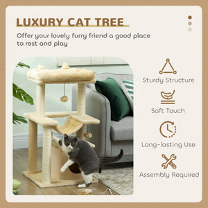 39.25'' Cat Tree Tower Multi-Level Kitten House with Scratching Post Condo Hammock Bed Ball Toy - Grey