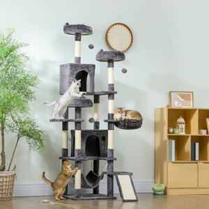 76" Large Cat Tree for Indoor Cats with 8 Scratching Posts, 3 Plush Beds, 2 Hammocks, 2 Large Condos, Ramp – view 7