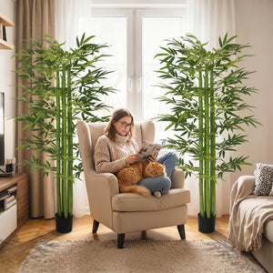 Indoor Fake Plants, Artificial Bamboo Tree with Adjustable Shape for Home Office Living Room Decor, Green