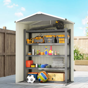 4.5 x 3ft Outdoor Storage Shed, Waterproof Metal Garden Shed with Lockable Door for Backyard, Patio, Lawn – view 13
