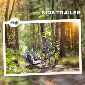 Aosom 2-Seat Child Bike Trailer for Kids with a Strong Steel Frame, 5-Point Safety Harnesses, & Comfortable Seat