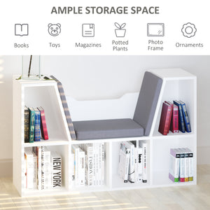 6-Cubby Bookcase with Seat Cushion, Cube Storage Shelf with Reading Nook for Home Office, Study, Blue – view 20