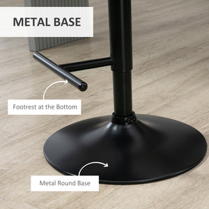 Modern Bar Stools PU Leather Set of 2 Swivel Bar Height Barstools Chairs with Adjustable Height, Round Heavy Metal Base and Footrest, Black