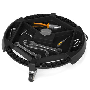 Mobile Automotive Tool Creeper with 3 Swivel Casters and 4 Compartments-Black view 4