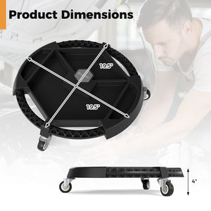 Mobile Automotive Tool Creeper with 3 Swivel Casters and 4 Compartments-Black view 5