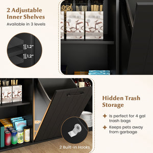 Mobile Kitchen Island Table with Trash Bag Storage for Dining Room-Black view 8