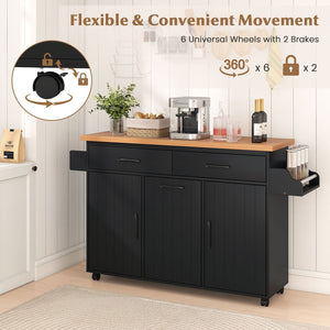 Mobile Kitchen Island Table with Trash Bag Storage for Dining Room-Black view 9