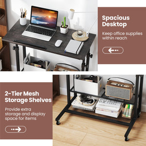 Mobile Stand up Desk Height Adjustable Standing Table with Tilting Tabletop-Oak view 9