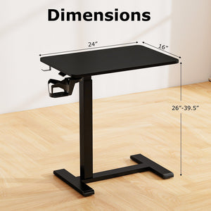 Mobile Standing Desk Height Adjustable Overbed Bedside Table with Cup Holder-Black view 5