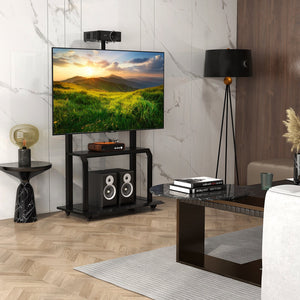 Mobile TV Stand with Camera Shelf and AV Shelves for 32-80 Inch Flat/Curved TVs view 2