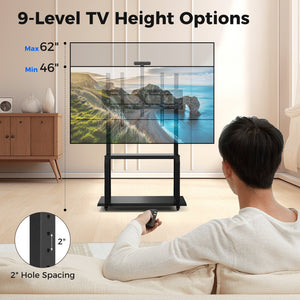 Mobile TV Stand with Camera Shelf and AV Shelves for 32-80 Inch Flat/Curved TVs view 5