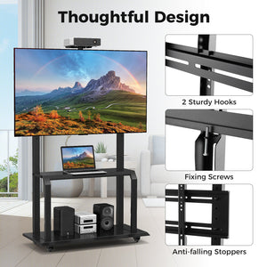 Mobile TV Stand with Camera Shelf and AV Shelves for 32-80 Inch Flat/Curved TVs view 9