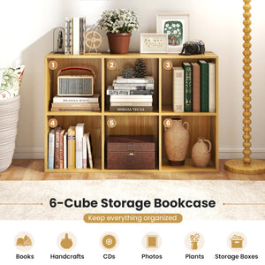 Modern 6-Cube Bookcase with Anti-tipping Kits for Bedroom Living Room-Burlywood view 5