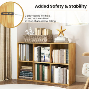 Modern 6-Cube Bookcase with Anti-tipping Kits for Bedroom Living Room-Burlywood view 7