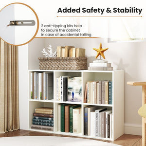 Modern 6-Cube Bookcase with Anti-tipping Kits for Bedroom Living Room-White view 9