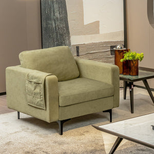 Modern Accent Armchair with Side Storage Pocket-Green view 6