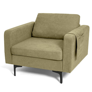 Modern Accent Armchair with Side Storage Pocket-Green view 7