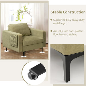 Modern Accent Armchair with Side Storage Pocket-Green view 8