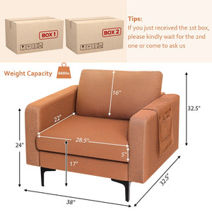 Modern Accent Armchair with Side Storage Pocket-Orange view 4