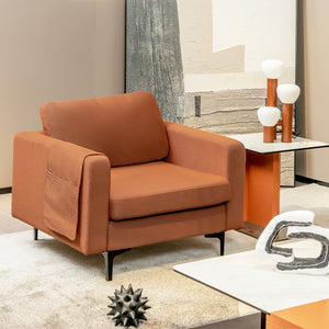 Modern Accent Armchair with Side Storage Pocket-Orange view 7