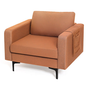 Modern Accent Armchair with Side Storage Pocket-Orange view 9