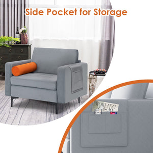Modern Accent Chair with Bolster and Side Storage Pocket-Gray view 9