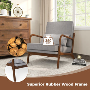 Modern Accent Chair with Rubber Wood Armrests and Removable Back-Gray view 6