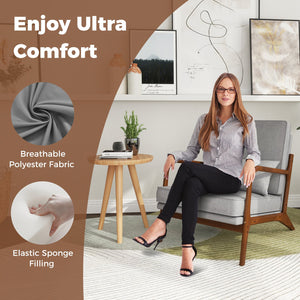 Modern Accent Chair with Rubber Wood Armrests and Removable Back-Gray view 8