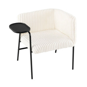 Modern Accent Chair with Tray Table and Solid Metal Frame-Beige view 4