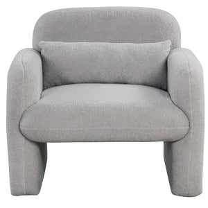 Modern Accent Chair with Waist Pillow and Armrests for Living Room Bedroom-Gray view 4