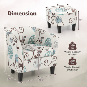 Modern Accent Tub Chair and Ottoman Set with Fabric Upholstered-Beige view 5