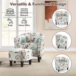 Modern Accent Tub Chair and Ottoman Set with Fabric Upholstered-Beige view 6
