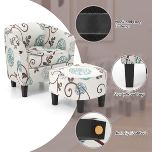 Modern Accent Tub Chair and Ottoman Set with Fabric Upholstered-Beige view 7
