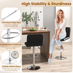 Modern Bat Stools Set of 2 with Back and Heavy-duty Metal Base and Footrest-Black view 8