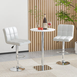 Modern Bat Stools Set of 2 with Back and Heavy-duty Metal Base and Footrest-White view 2