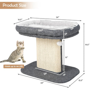 Modern Cat Tree Tower with Large Plush Perch and Sisal Scratching Plate-Gray view 4