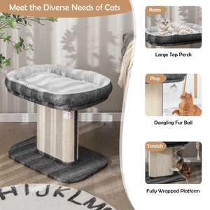 Modern Cat Tree Tower with Large Plush Perch and Sisal Scratching Plate-Gray view 7