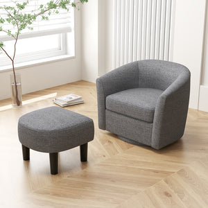 Modern Club Swivel Accent Chair with Ottoman Footrest Curved Backrest-Grey view 2