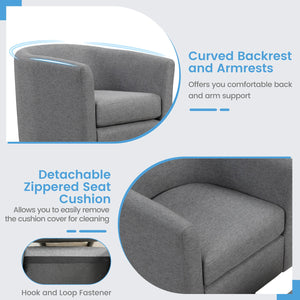 Modern Club Swivel Accent Chair with Ottoman Footrest Curved Backrest-Grey view 6