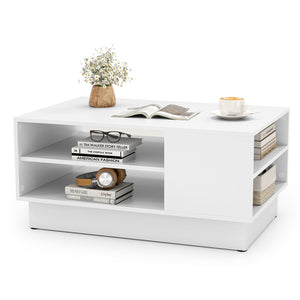 Modern Coffee Table with 2-Tier Open Storage Shelves-White view 4