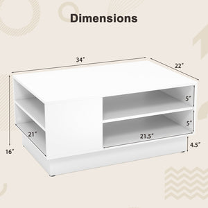 Modern Coffee Table with 2-Tier Open Storage Shelves-White view 5